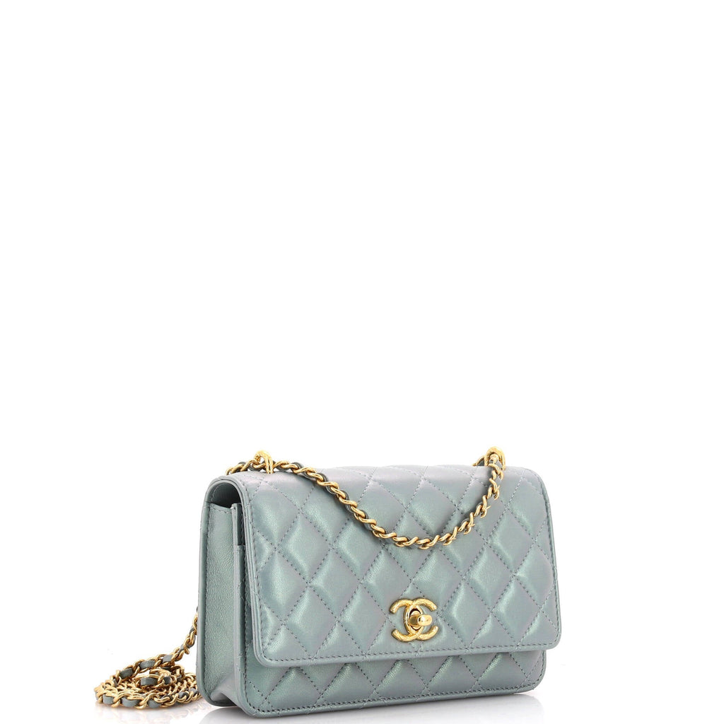 Chanel Quilted CC Wallet on Chain Quilted Metallic Lambskin