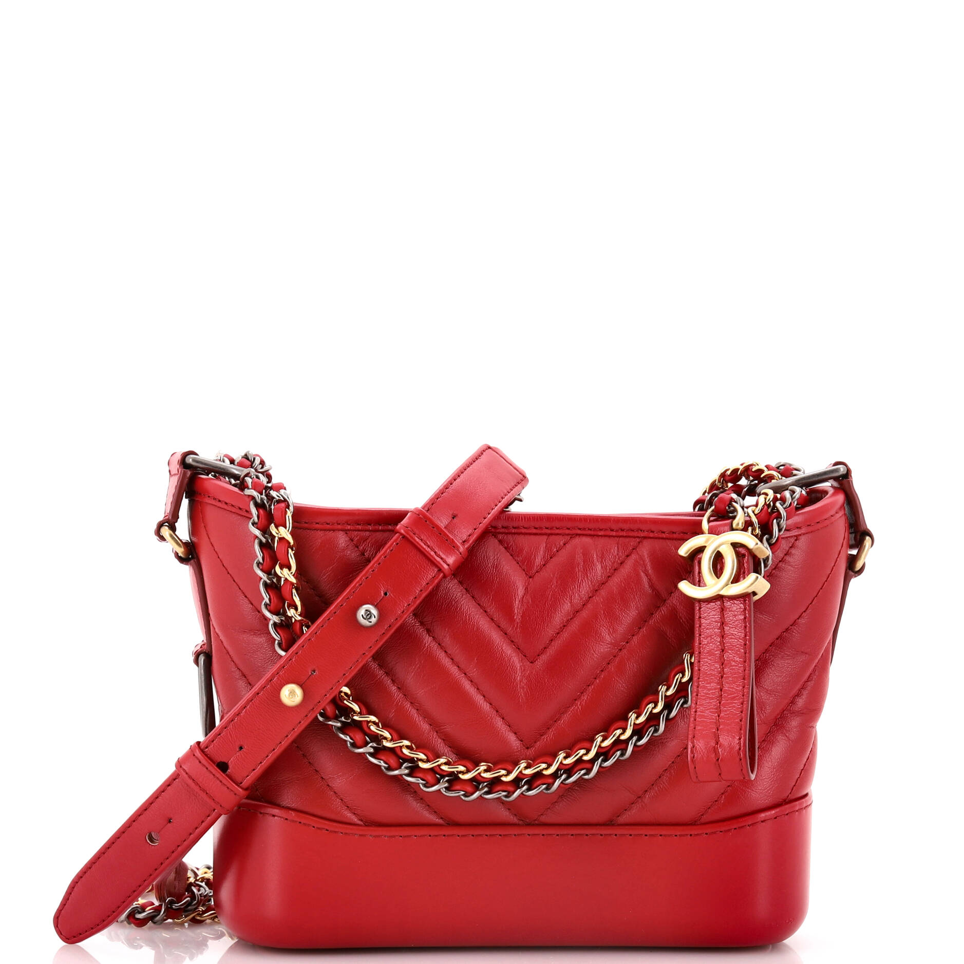 Chanel Gabrielle Hobo Chevron Aged Calfskin Small