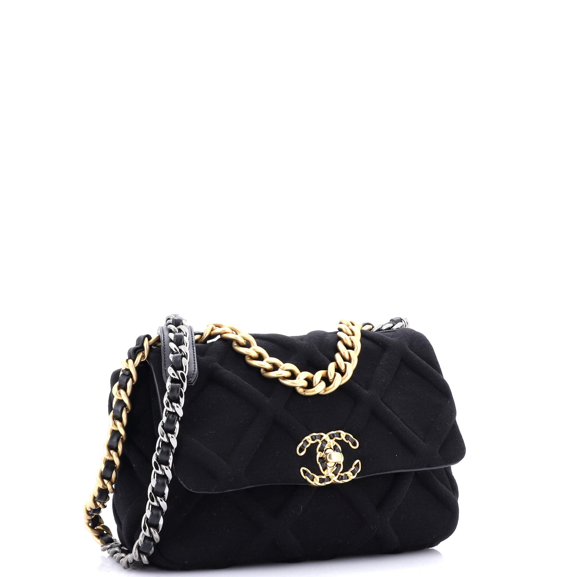 Chanel 19 Flap Bag Quilted Jersey Medium