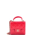 Chanel Square Classic Flap Top Handle Clutch with Chain Quilted Lambskin