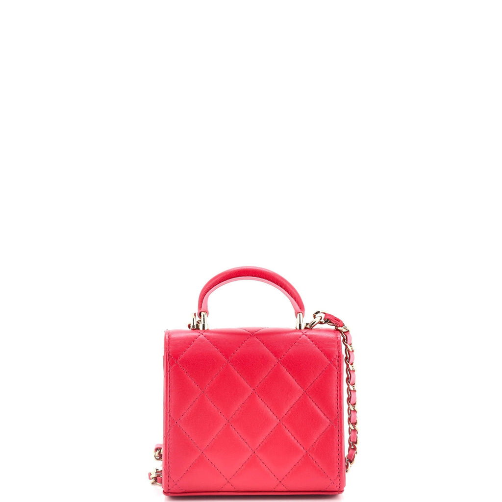 Chanel Square Classic Flap Top Handle Clutch with Chain Quilted Lambskin