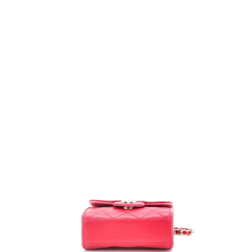 Chanel Square Classic Flap Top Handle Clutch with Chain Quilted Lambskin