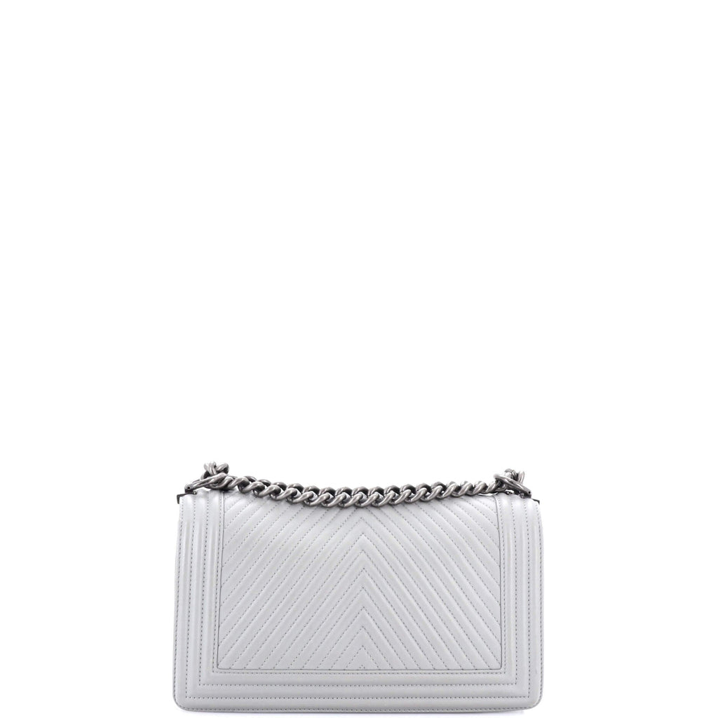 Chanel Boy Flap Bag Chevron Wrinkled Lambskin Old Medium