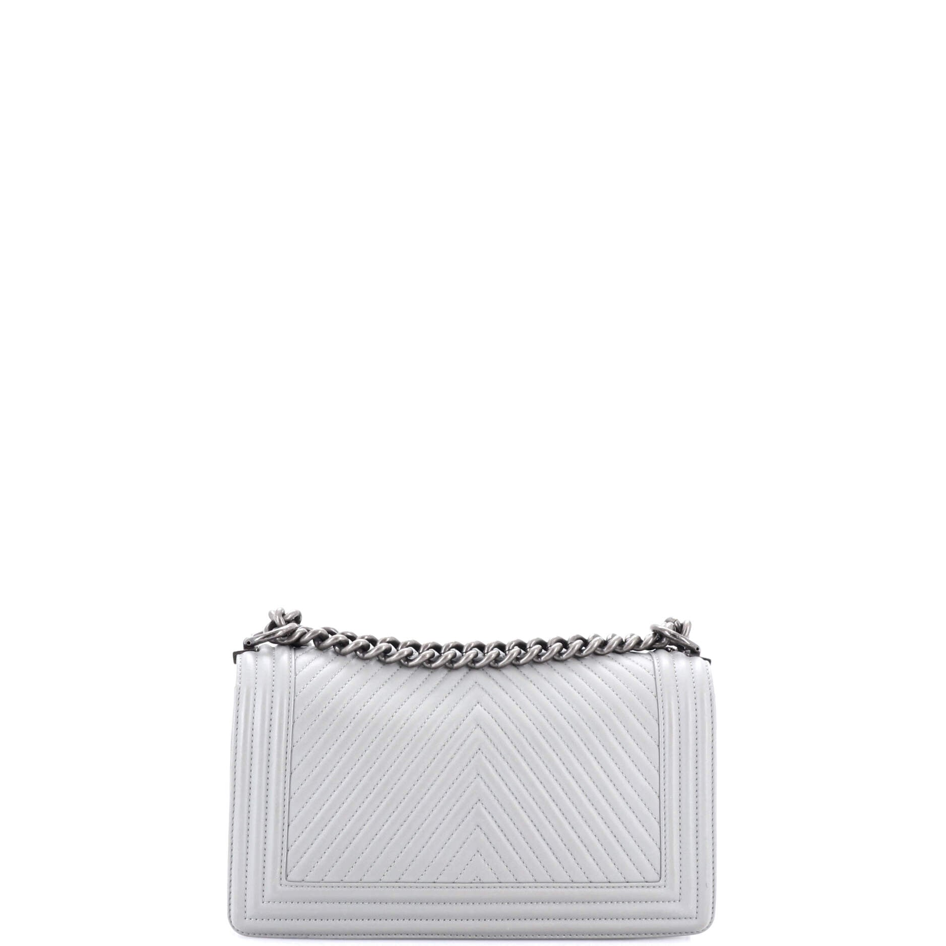 Chanel Boy Flap Bag Chevron Wrinkled Lambskin Old Medium