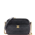 Chanel Button Up Camera Case Quilted Calfskin with Grosgrain Small