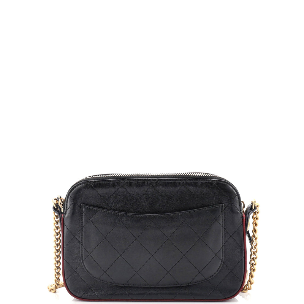 Chanel Button Up Camera Case Quilted Calfskin with Grosgrain Small