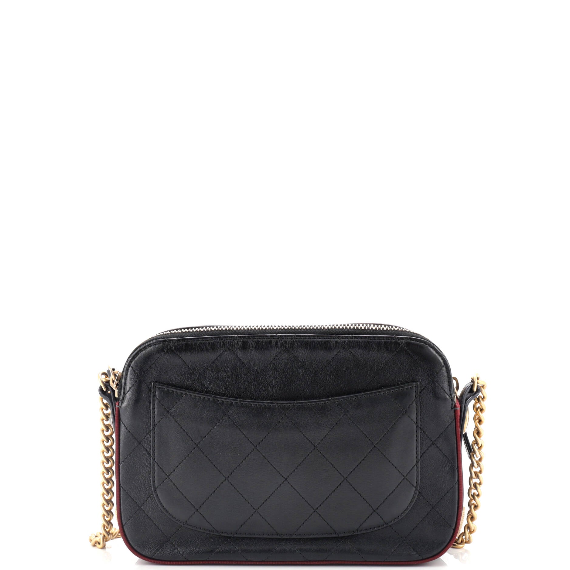 Chanel Button Up Camera Case Quilted Calfskin with Grosgrain Small