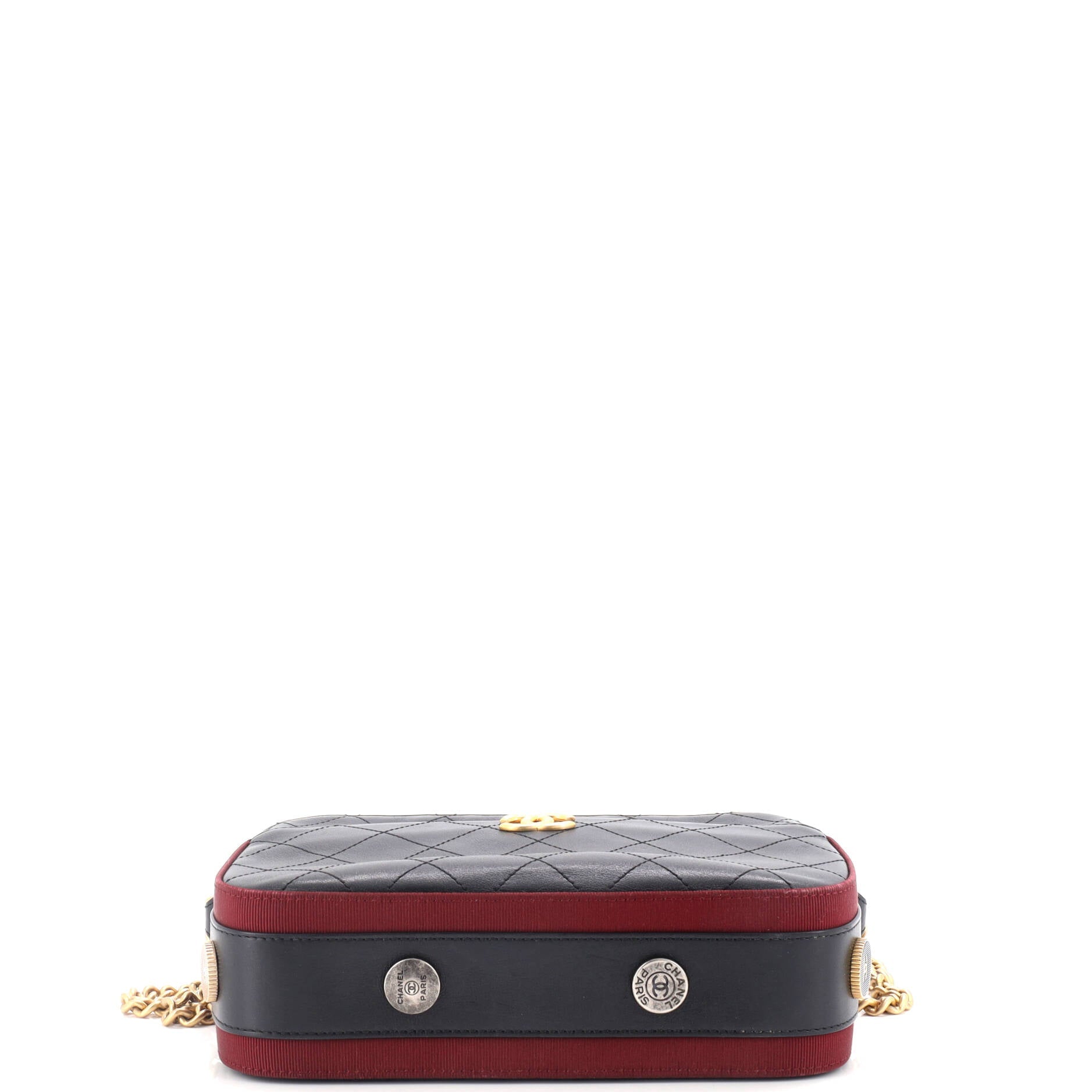 Chanel Button Up Camera Case Quilted Calfskin with Grosgrain Small