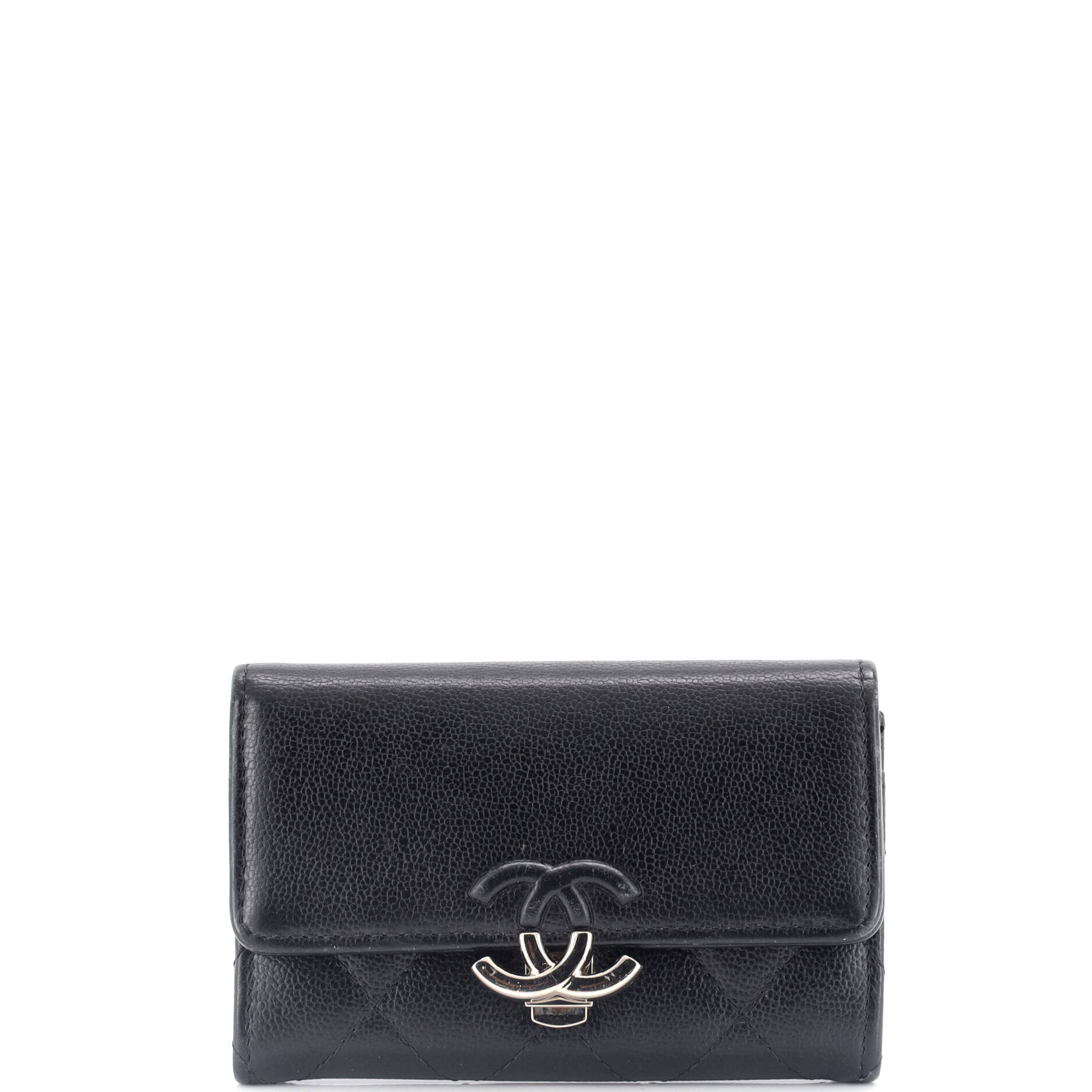 Chanel CC Box Flap Card Case Quilted Caviar