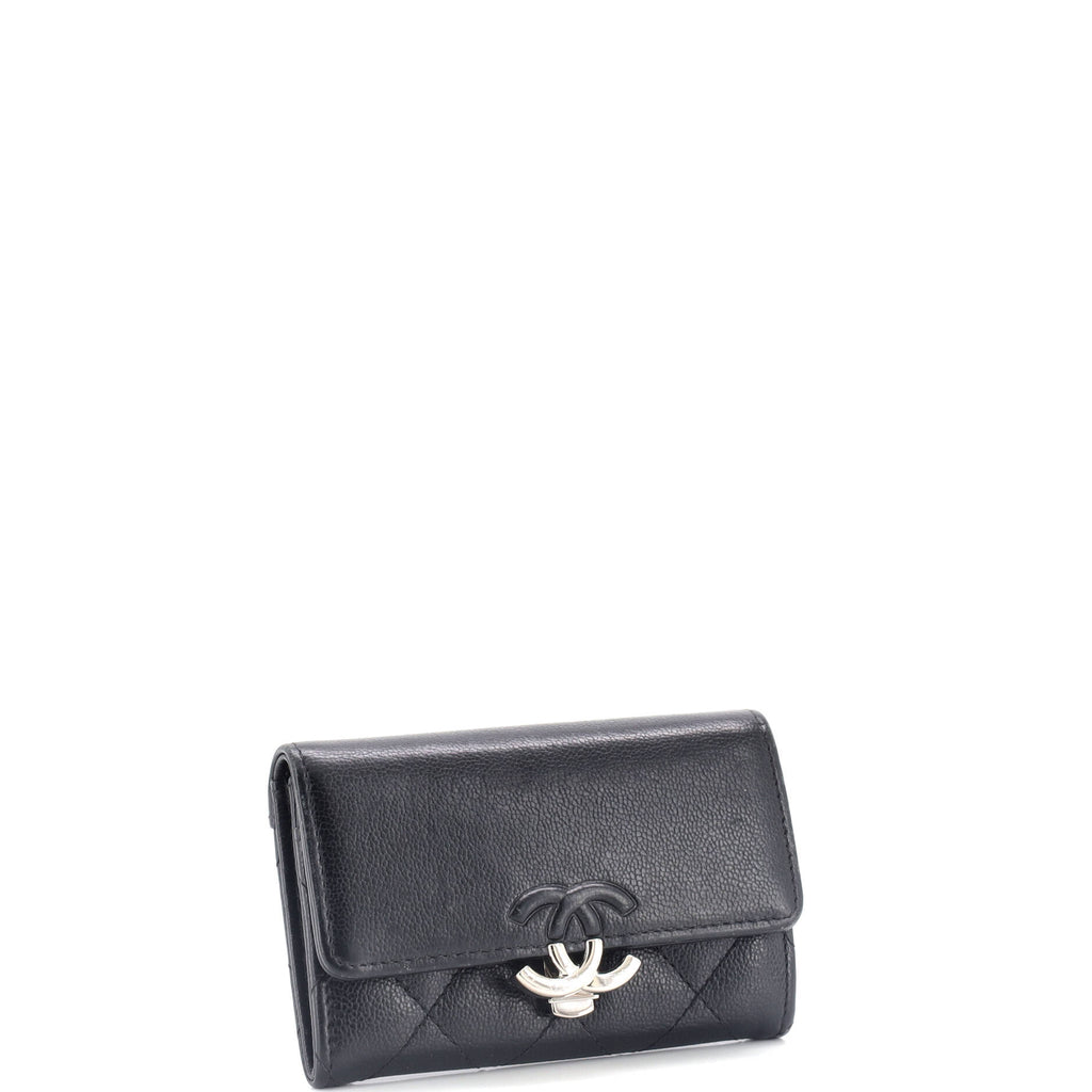 Chanel CC Box Flap Card Case Quilted Caviar