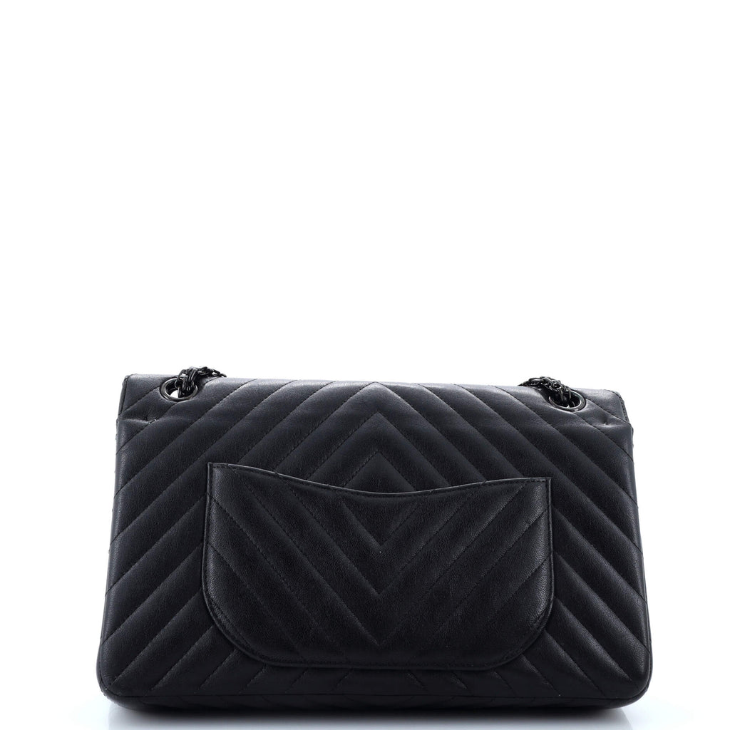 Chanel So Black Reissue 2.55 Flap Bag Chevron Sheepskin 226