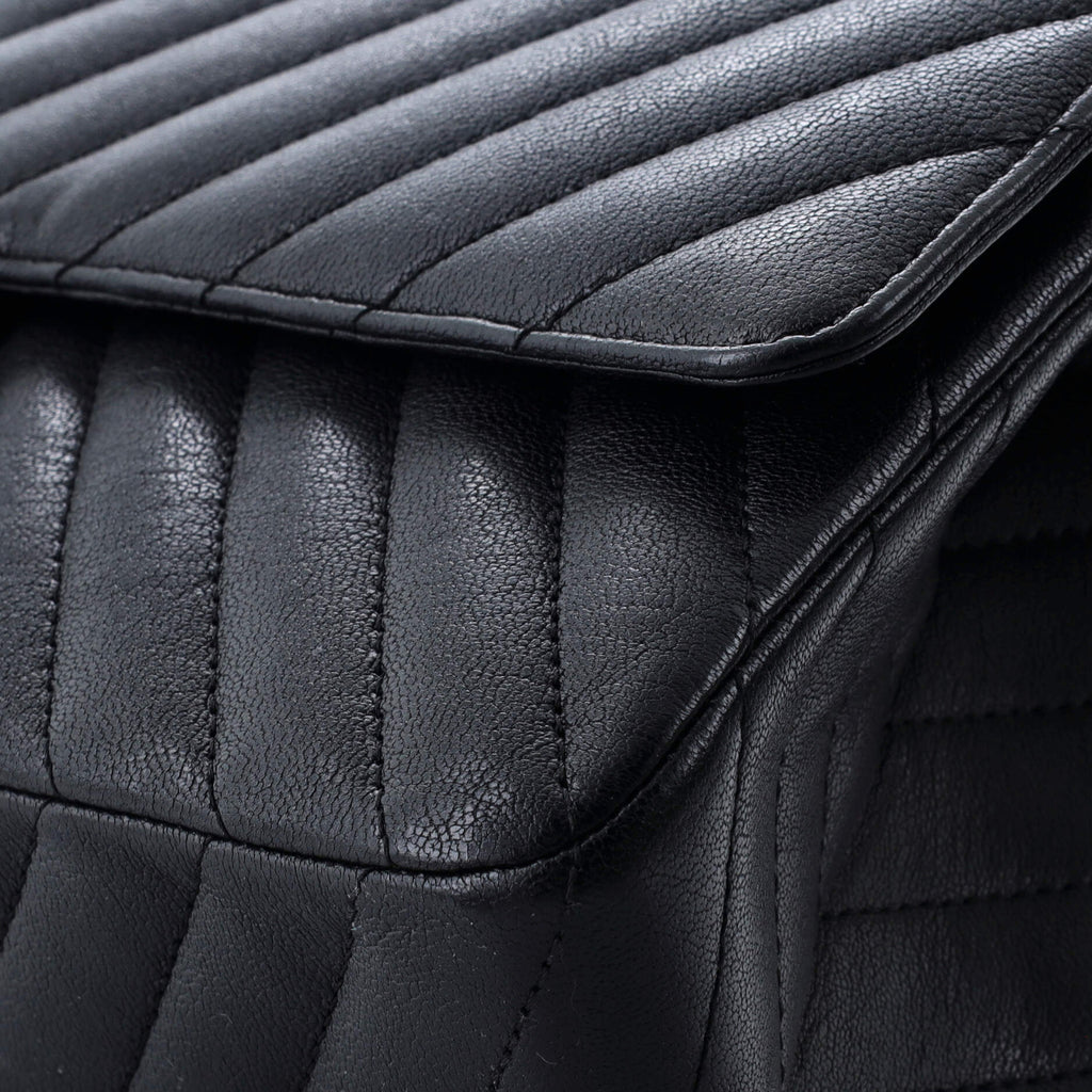 Chanel So Black Reissue 2.55 Flap Bag Chevron Sheepskin 226