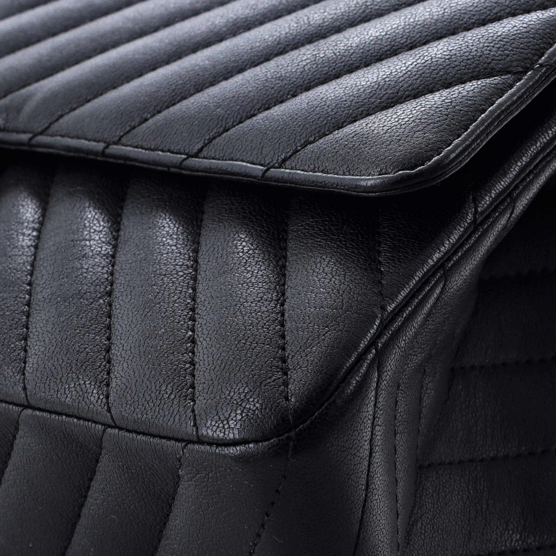 Chanel So Black Reissue 2.55 Flap Bag Chevron Sheepskin 226