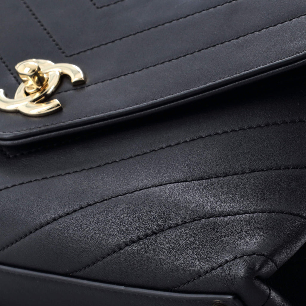 Chanel Coco Chevron Flap Bag Stitched Calfskin Small