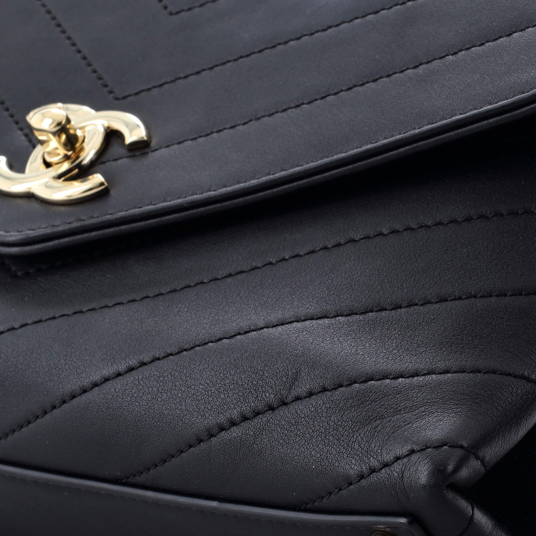 Chanel Coco Chevron Flap Bag Stitched Calfskin Small
