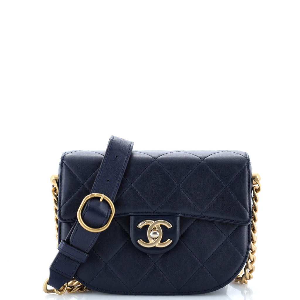 Chanel Moon Flap Messenger Bag Quilted Calfskin Mini