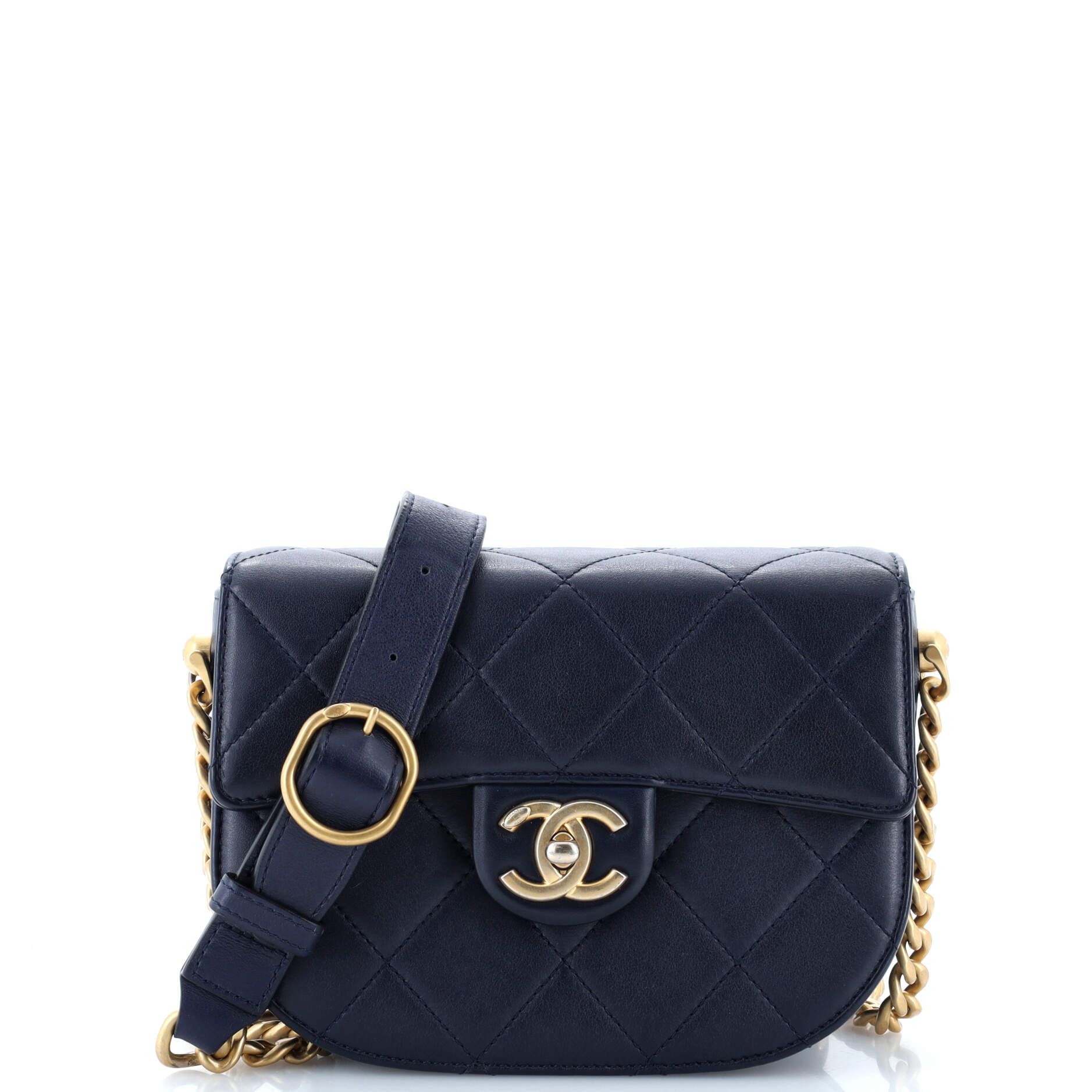 Chanel Moon Flap Messenger Bag Quilted Calfskin Mini
