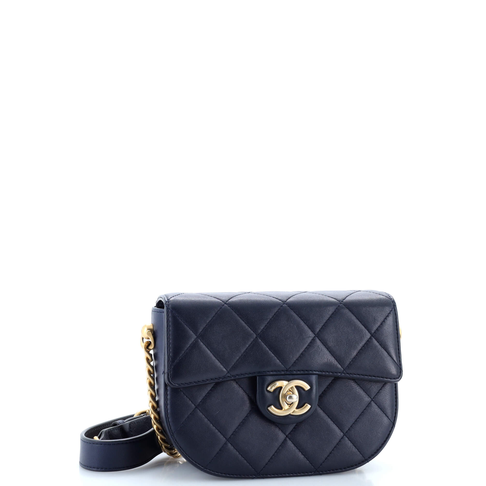 Chanel Moon Flap Messenger Bag Quilted Calfskin Mini