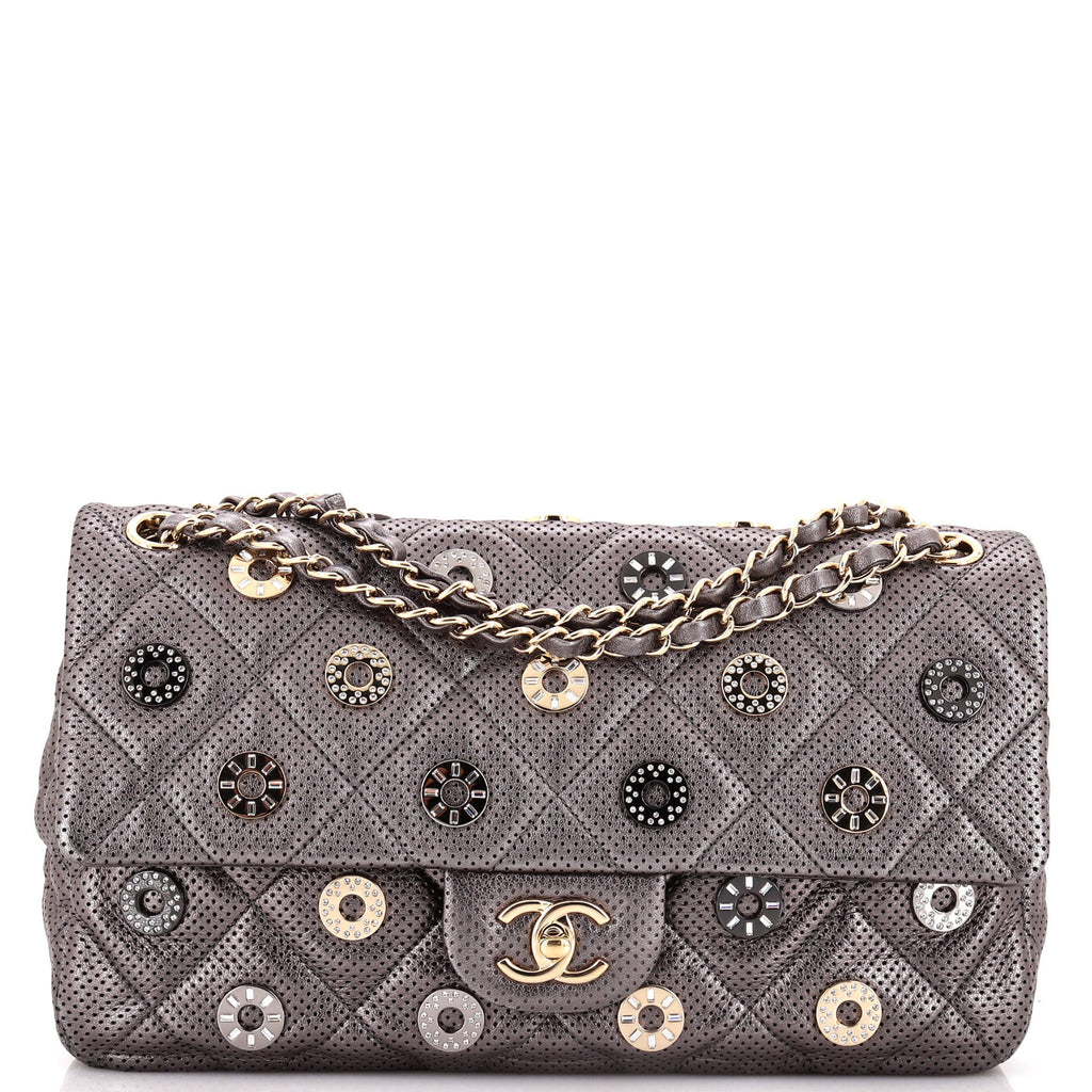 Chanel Paris-Dubai Medals Flap Bag Embellished Quilted Perforated Lambskin Medium