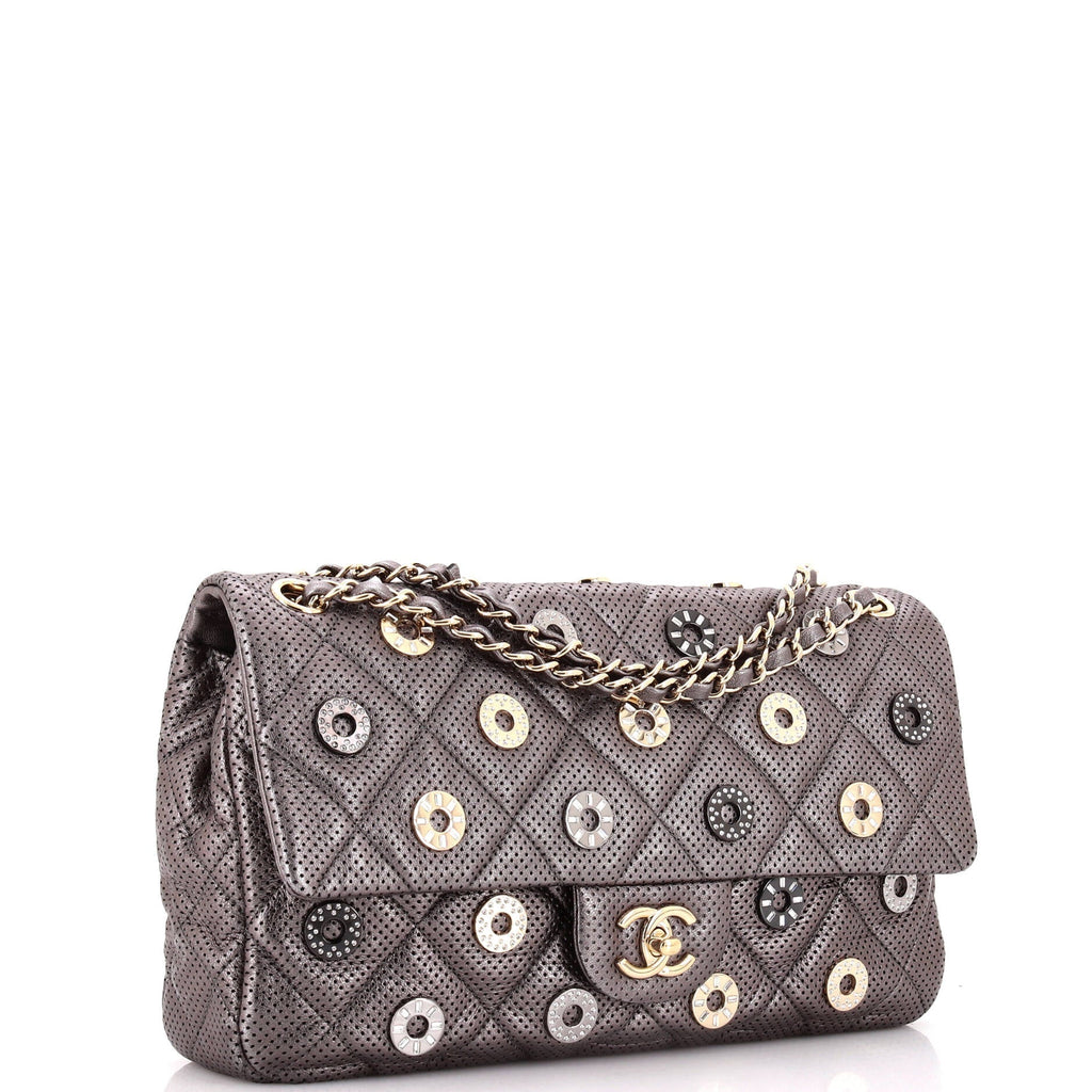 Chanel Paris-Dubai Medals Flap Bag Embellished Quilted Perforated Lambskin Medium