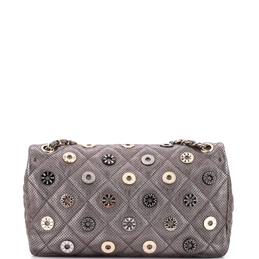 Chanel Paris-Dubai Medals Flap Bag Embellished Quilted Perforated Lambskin Medium