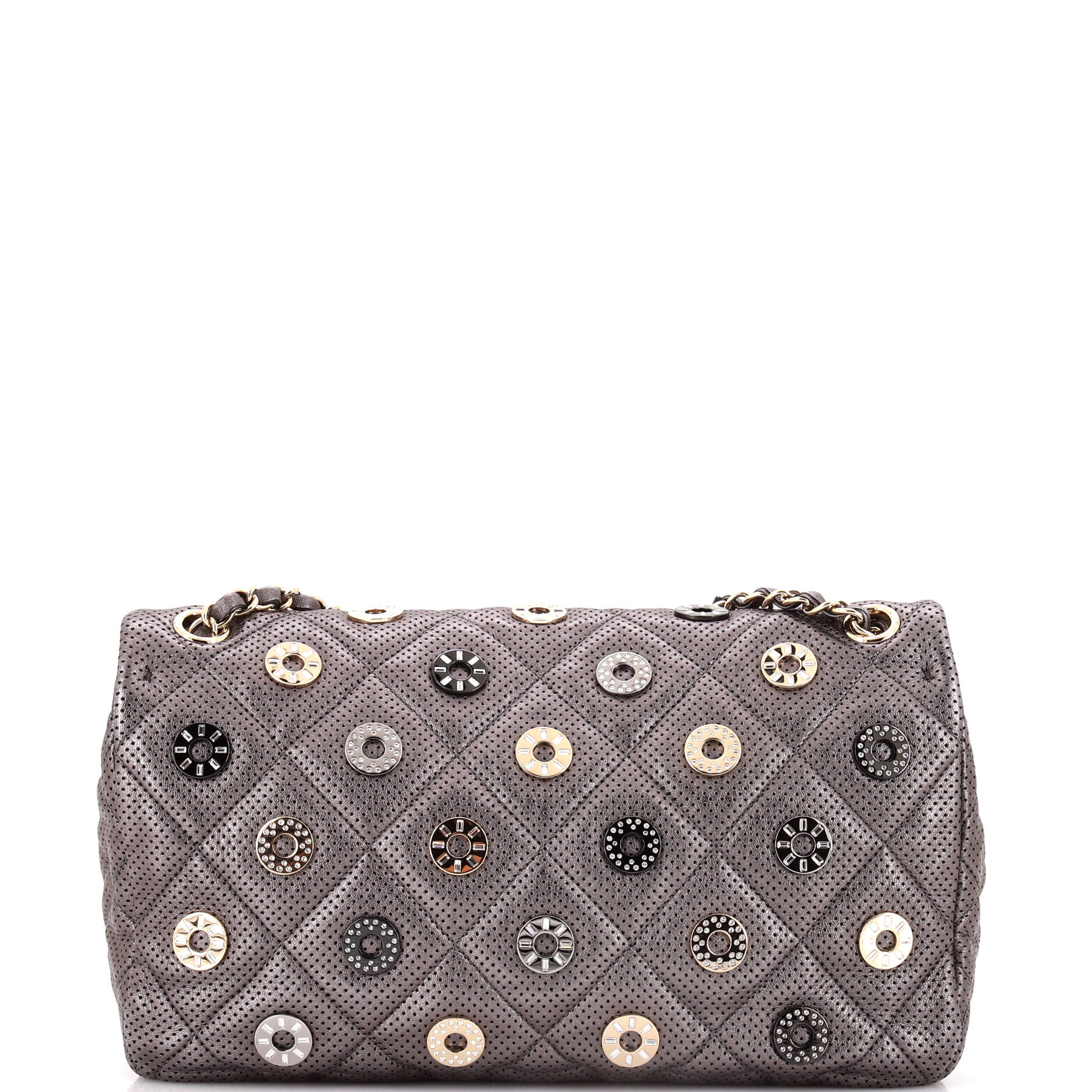 Chanel Paris-Dubai Medals Flap Bag Embellished Quilted Perforated Lambskin Medium