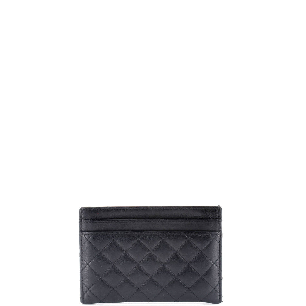 Chanel CC Bow Button Card Holder Micro Quilted Lambskin
