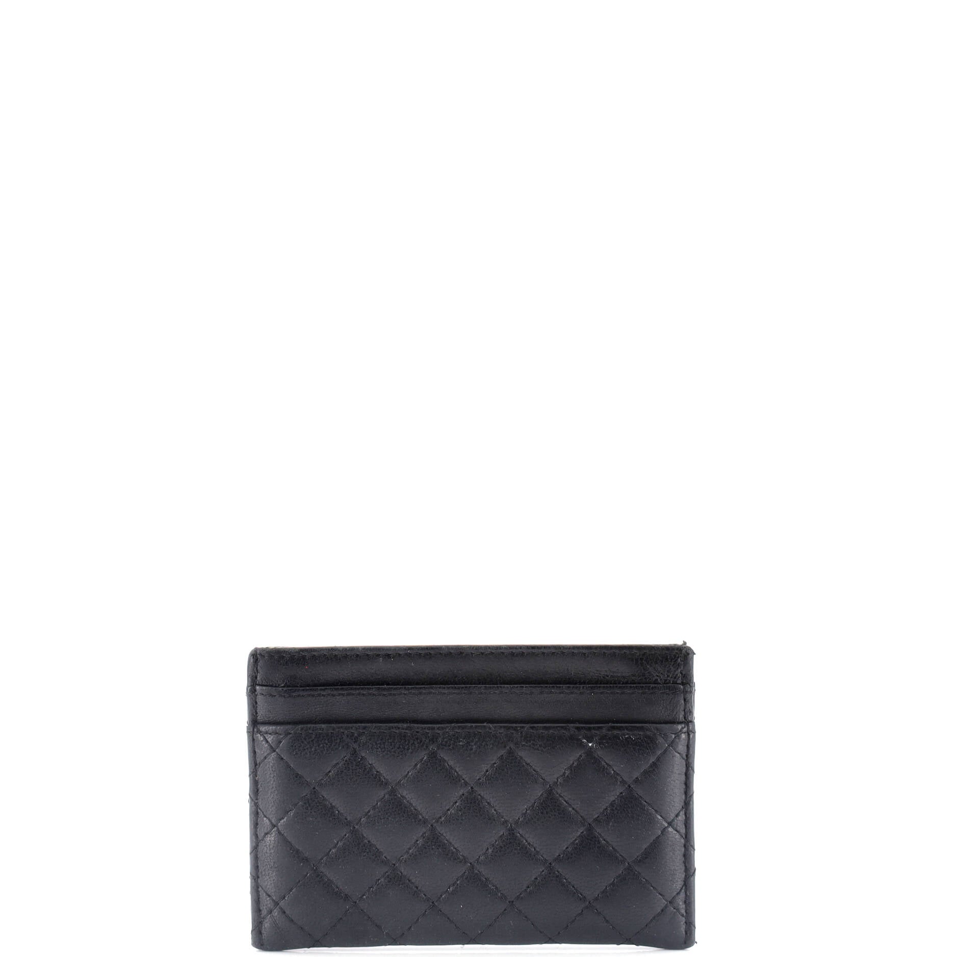 Chanel CC Bow Button Card Holder Micro Quilted Lambskin