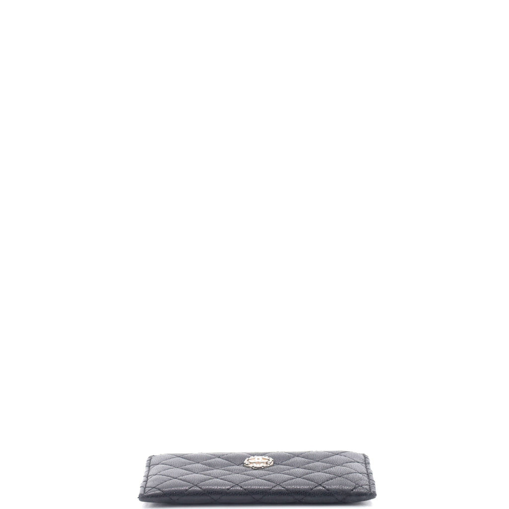 Chanel CC Bow Button Card Holder Micro Quilted Lambskin