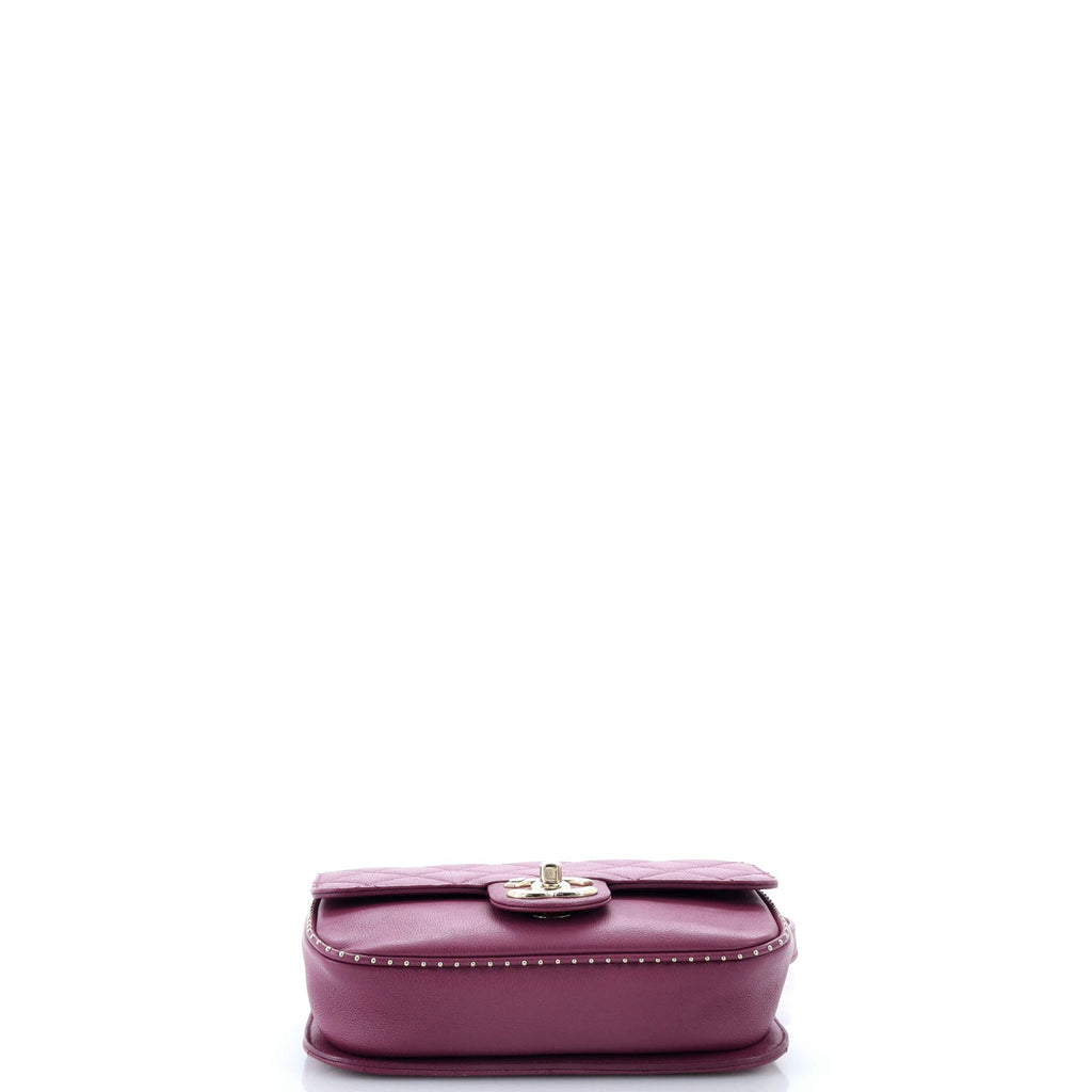 Chanel Chain Handle CC Flap Bag Quilted Caviar with Studded Detail Small