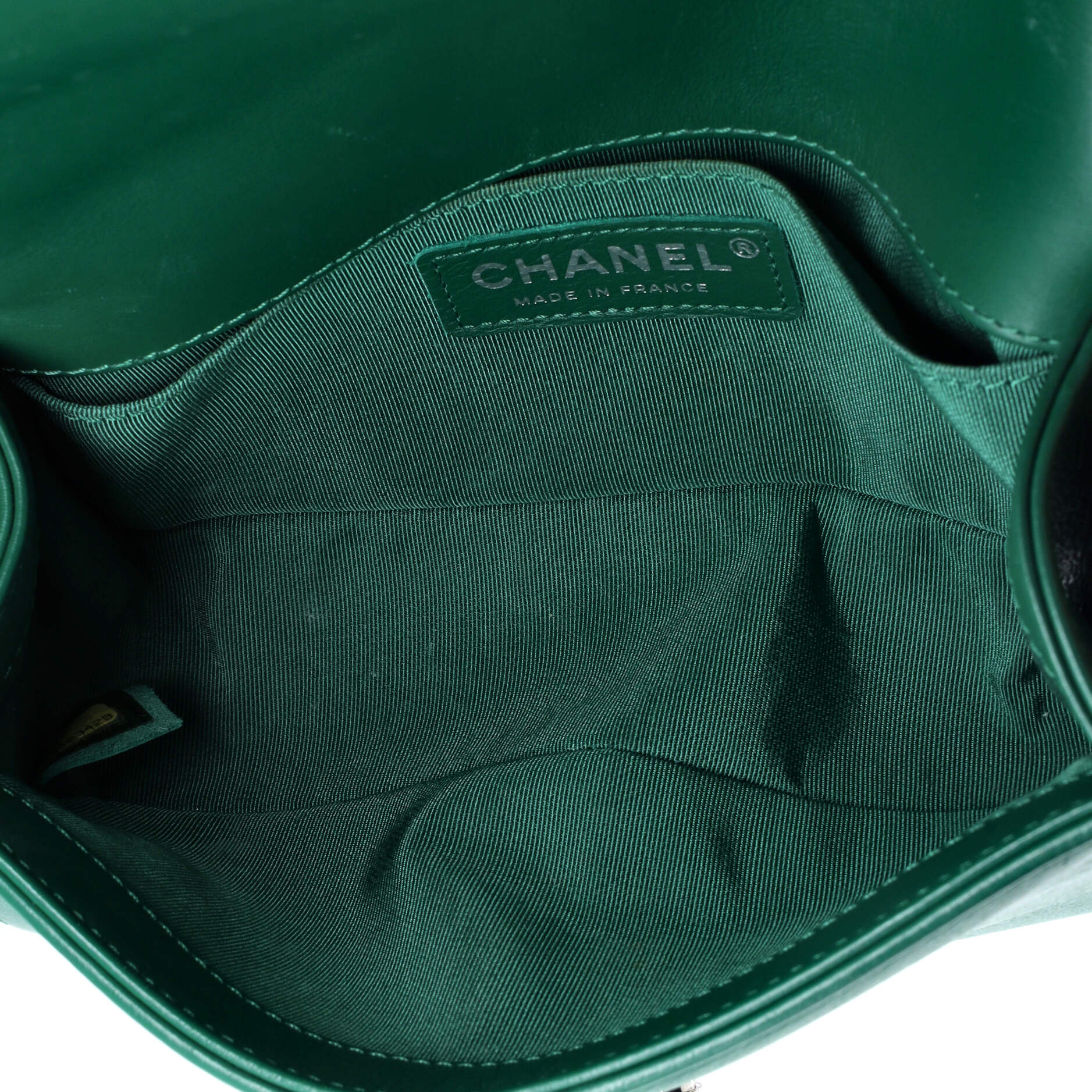 Chanel Boy Flap Bag Studded Chevron Calfskin with Tweed Small
