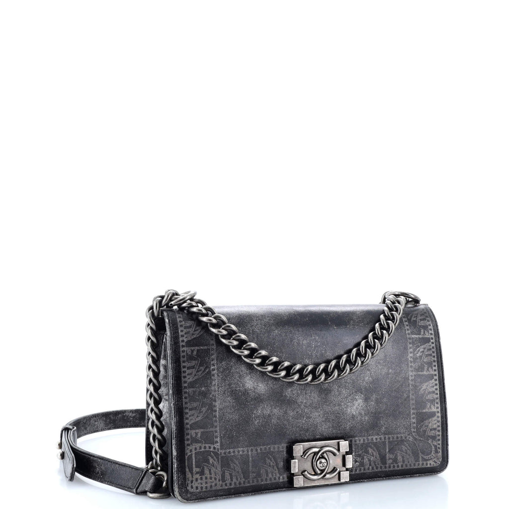 Chanel Reverso Boy Flap Bag Printed Lambskin Old Medium