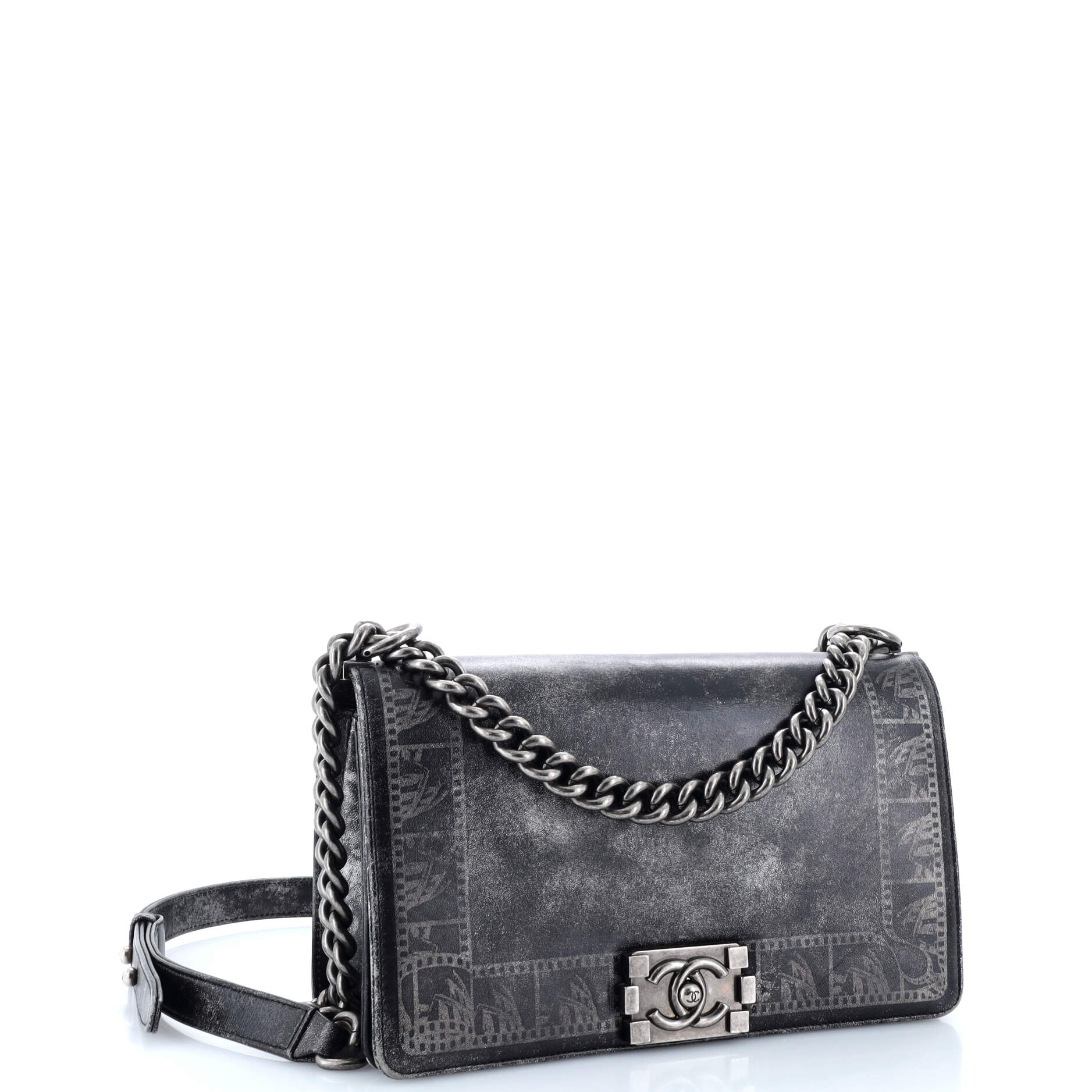 Chanel Reverso Boy Flap Bag Printed Lambskin Old Medium