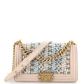 Chanel Boy Flap Bag Braided Tweed Old Medium