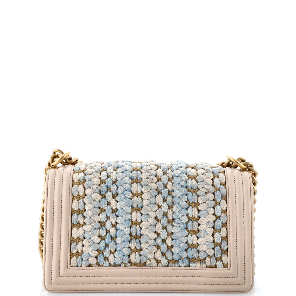Chanel Boy Flap Bag Braided Tweed Old Medium