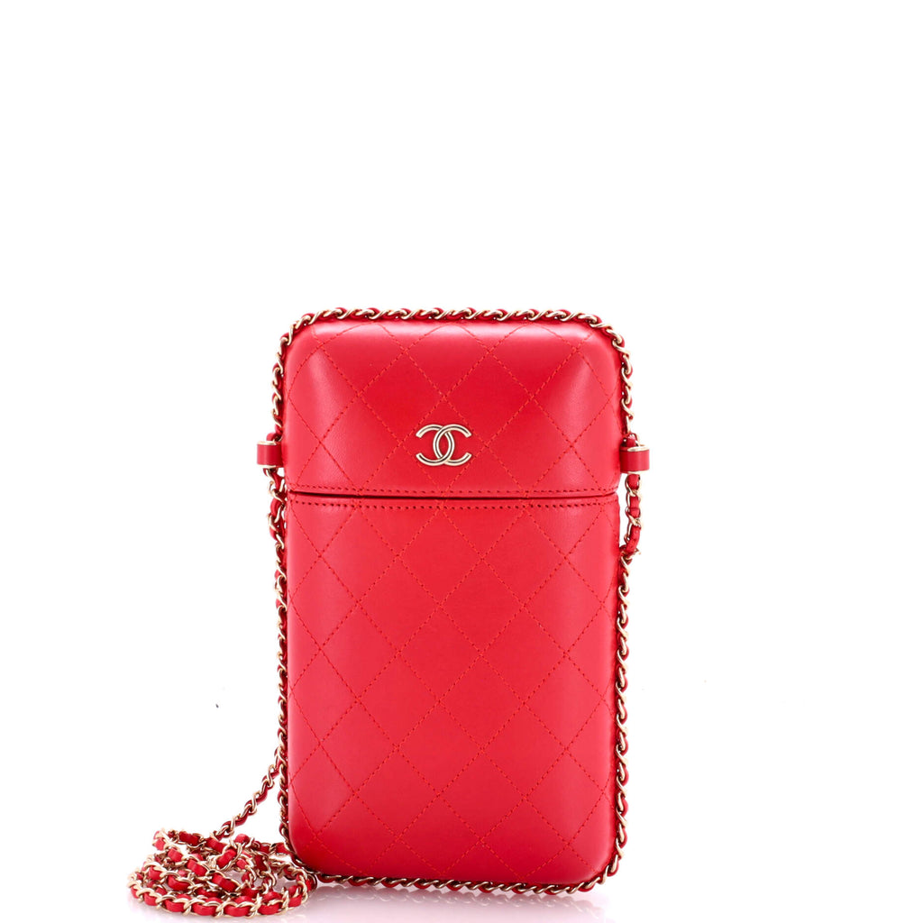 Chanel Chain Around Phone Holder Box Crossbody Quilted Lambskin