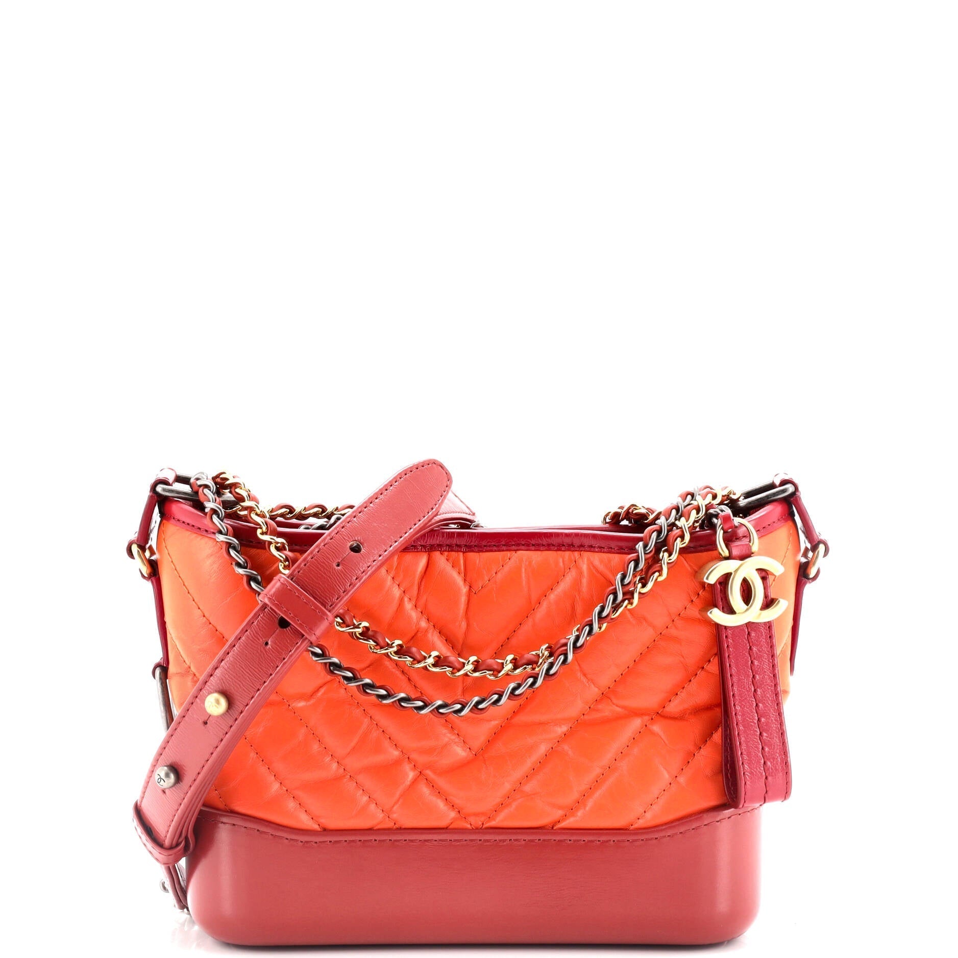 Chanel Gabrielle Hobo Chevron Aged Calfskin Small