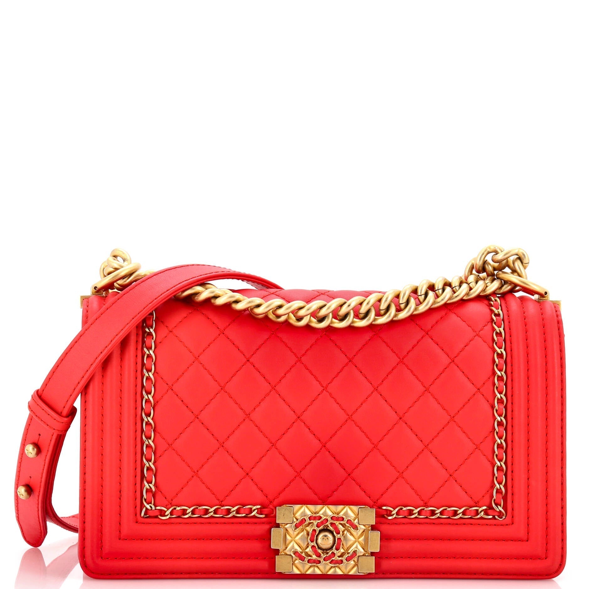 Chanel Jacket Boy Flap Bag Quilted Lambskin Old Medium