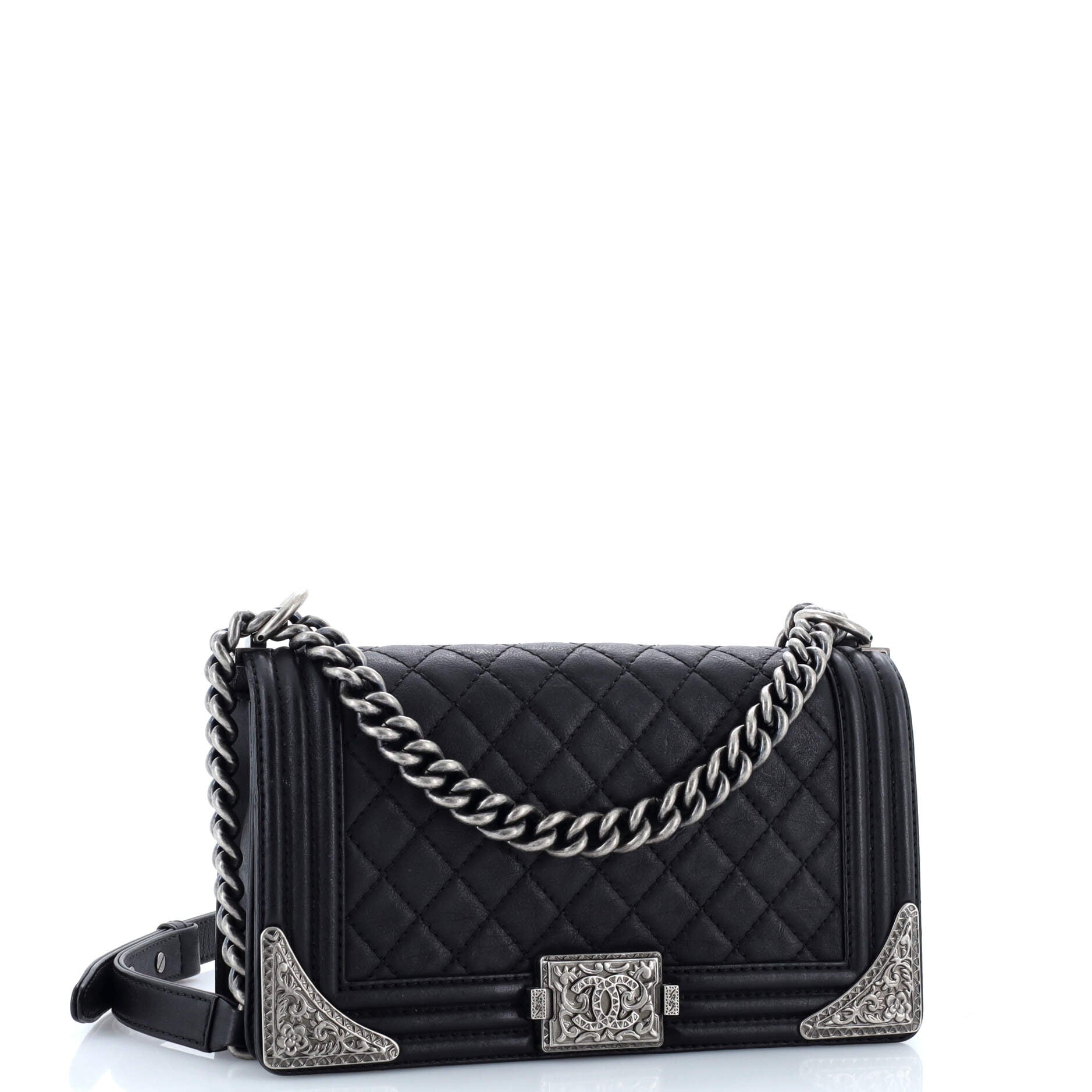Chanel Paris-Dallas Boy Flap Bag Quilted Calfskin with Metal Adornments Old Medium