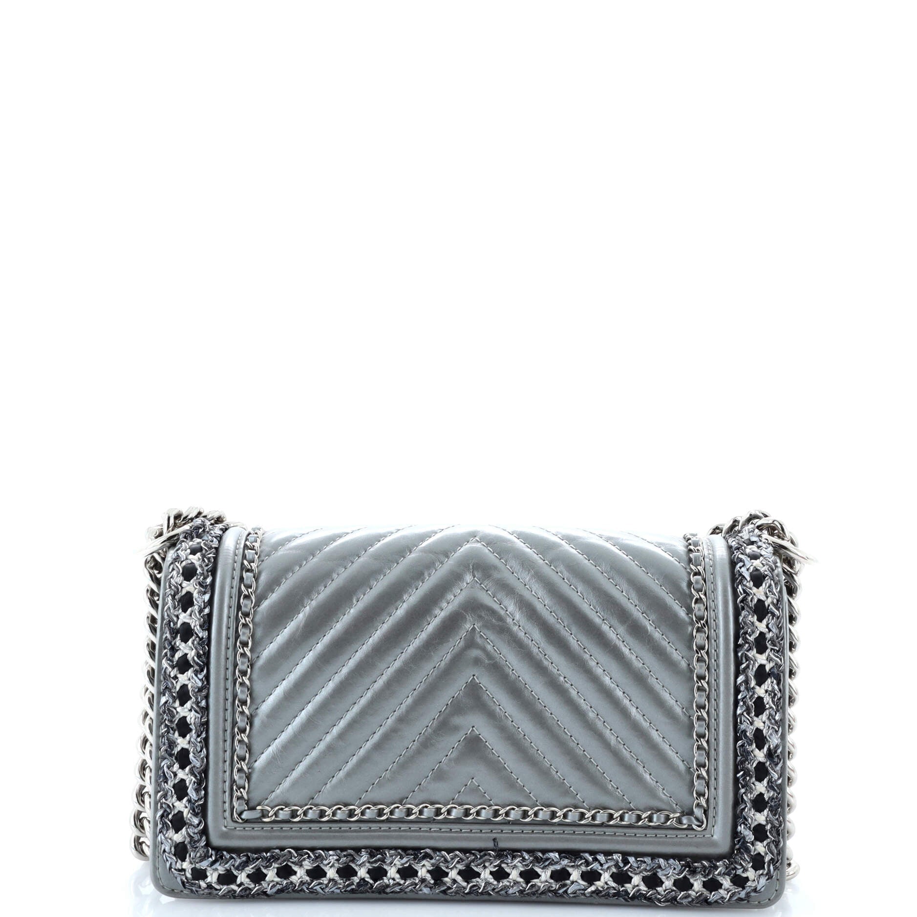 Chanel Jacket Boy Flap Bag Quilted Lambskin with Tweed Old Medium