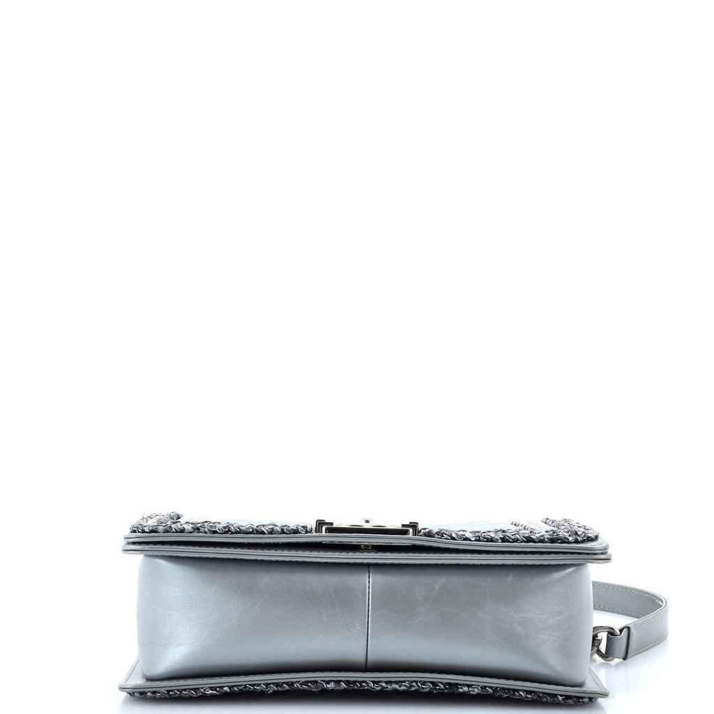 Chanel Jacket Boy Flap Bag Quilted Lambskin with Tweed Old Medium