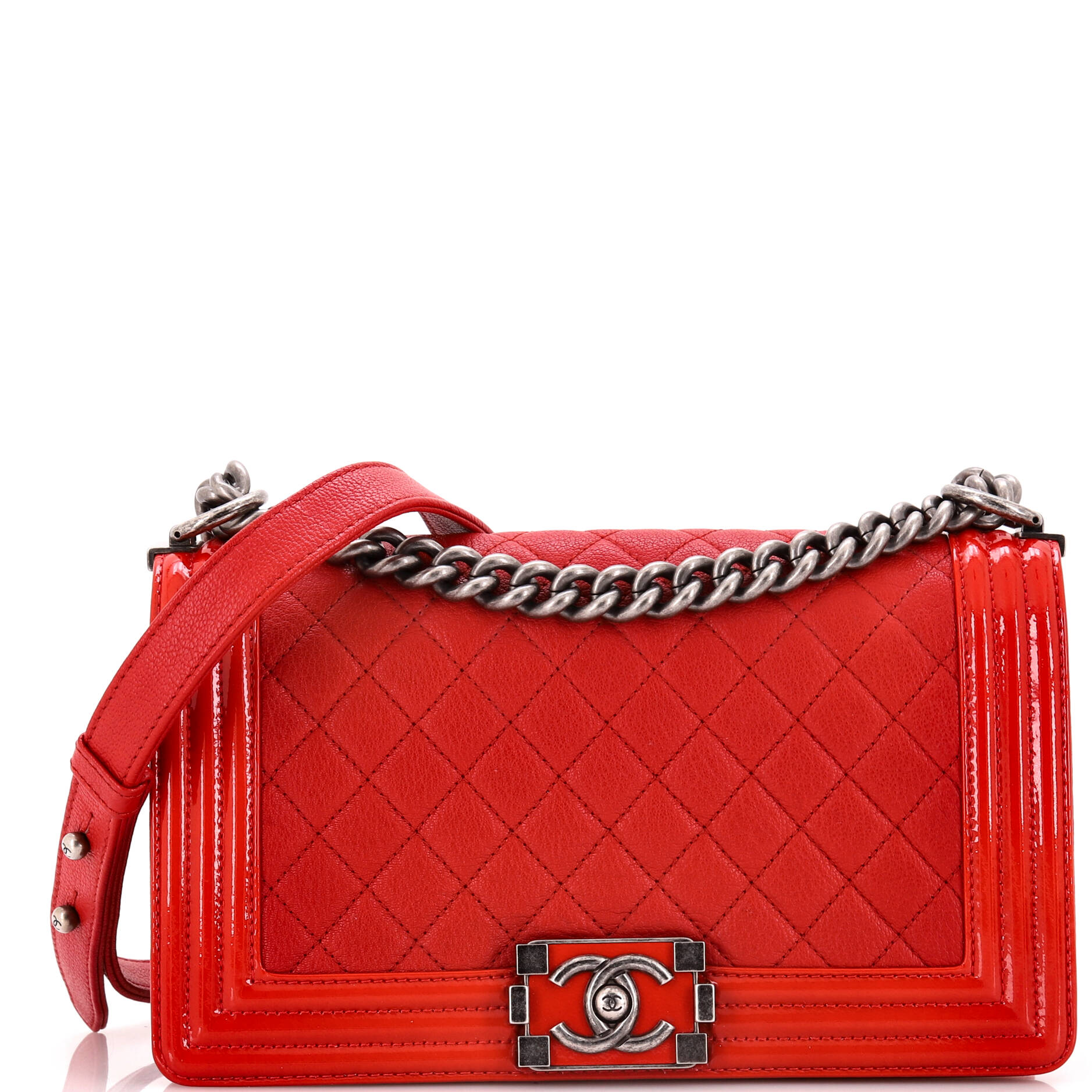 Chanel Boy Flap Bag Quilted Goatskin with  Old Medium