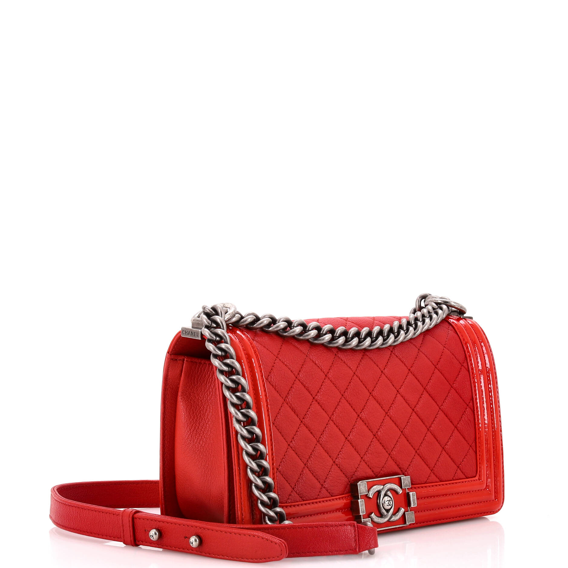 Chanel Boy Flap Bag Quilted Goatskin with  Old Medium