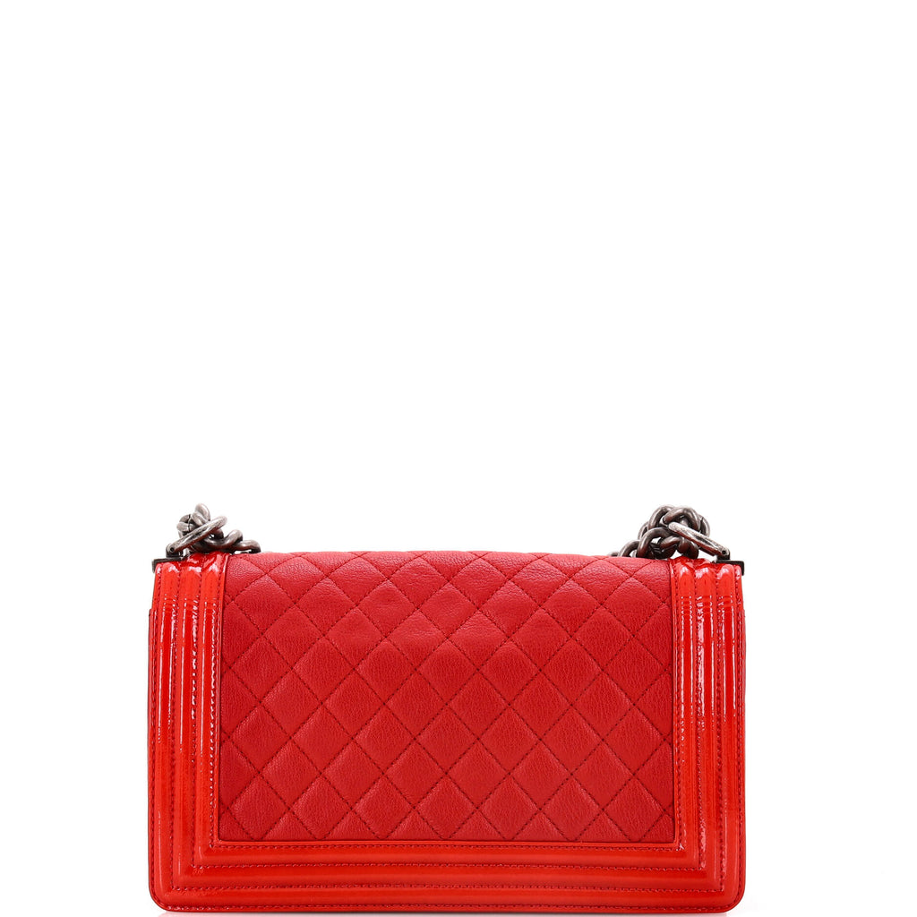 Chanel Boy Flap Bag Quilted Goatskin with  Old Medium