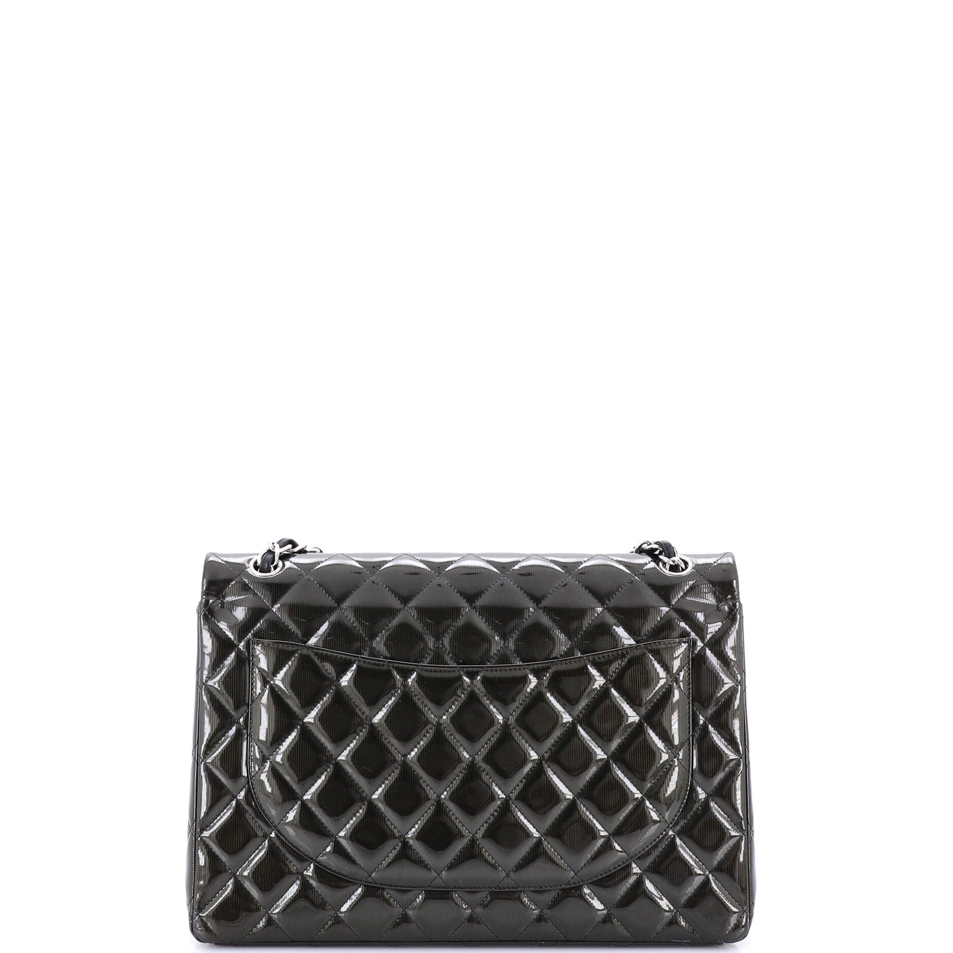 Chanel Classic Double Flap Bag Quilted Striated Metallic  Maxi