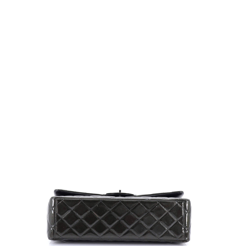 Chanel Classic Double Flap Bag Quilted Striated Metallic  Maxi