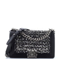 Chanel Boy Flap Bag Braided Tweed Old Medium