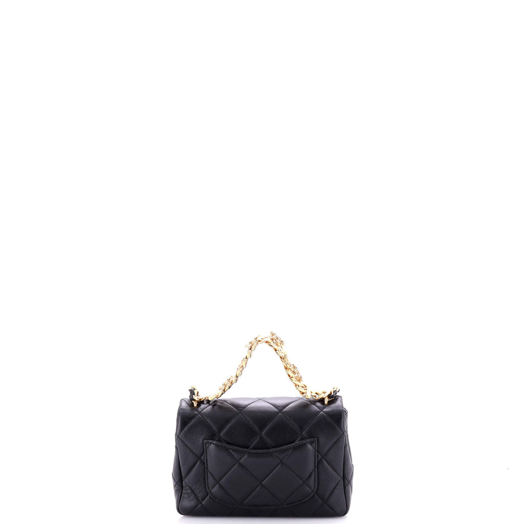 Chanel Crystal CC Chain Handle Flap Bag Quilted Lambskin Small