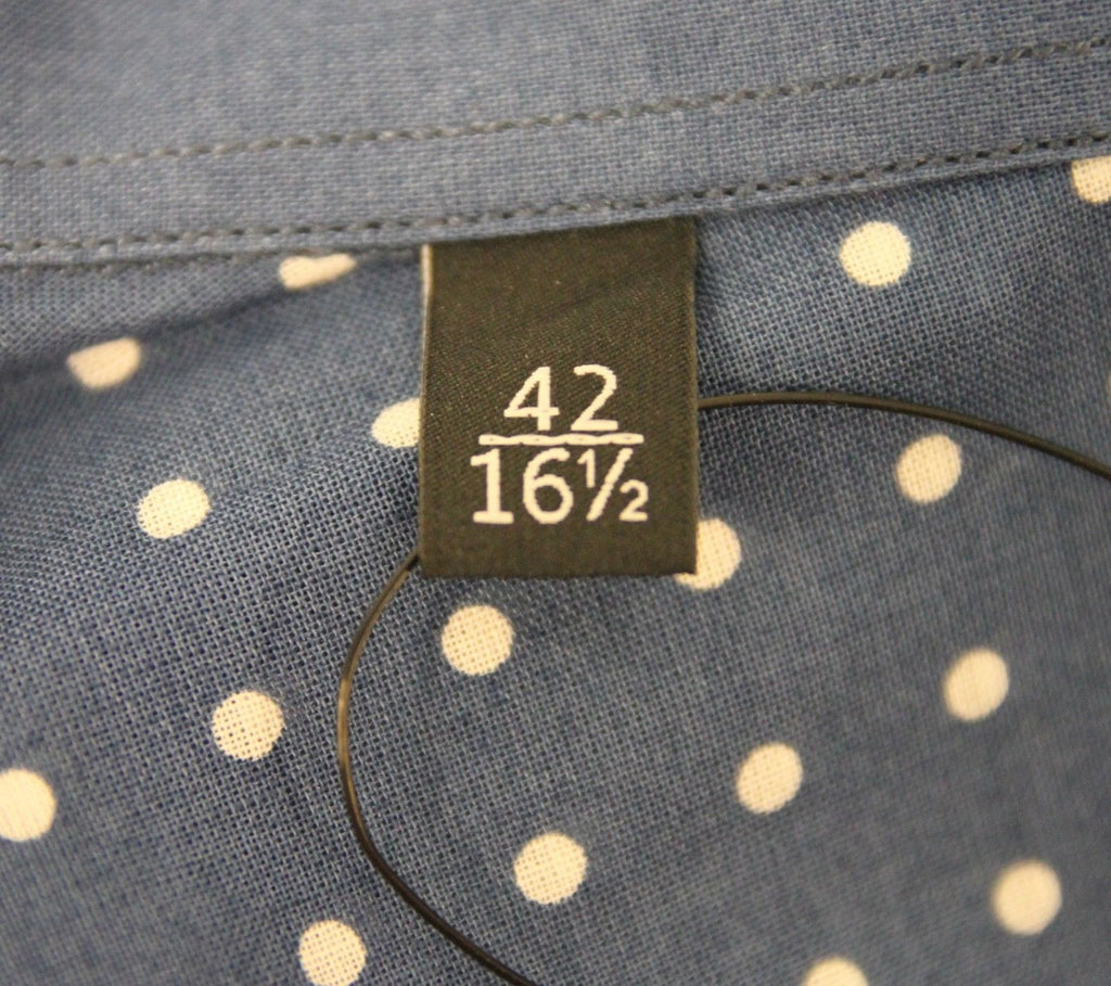 Gucci Men's Skinny Stripes Dots Blue Cotton Short Sleeve Shirt