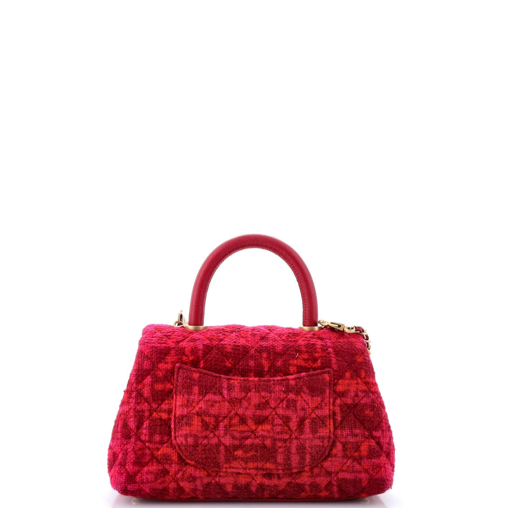 Chanel Coco Top Handle Bag Quilted Tweed Mini